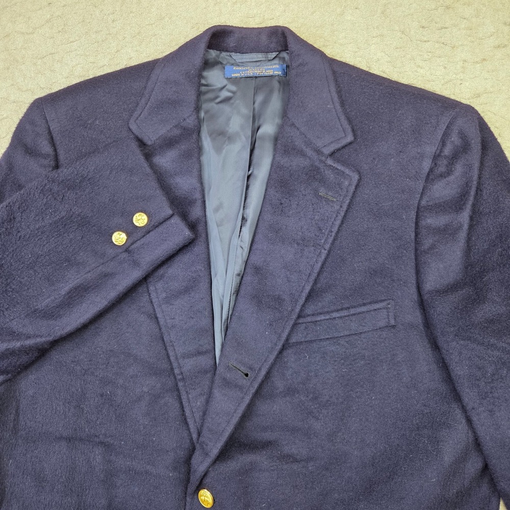 Brooks Brothers Makers Blazer Mens 46R Blue Suede Gold Buttons Vintage Union USA